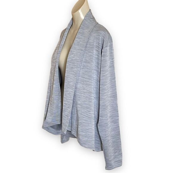 Pebble Beach Dry-Luxe Gray Space Dye Open Front Long Sleeve Golf Cardigan NWT - Picture 3 of 16